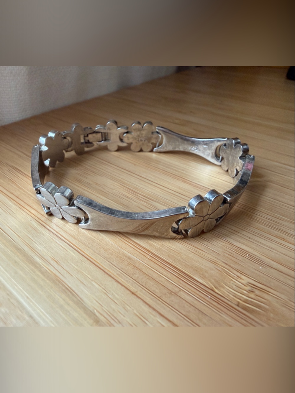 Floral Link Sterling Silver Bracelet